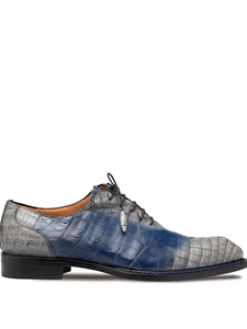 Pearl Grey/Blue Pueblo Crocodile Men's Oxford | Mezlan Shoe Collection | Sam's Tailoring Fine Men's Clothing