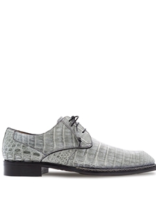 Pearl Grey Cratos Crocodile Men's Lace Up Shoe | Mezlan Shoe Collection | Sam's Tailoring Fine Men's Clothing