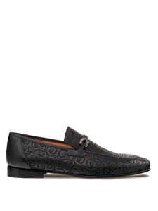 Black Alcaraz Laser Print Classic Men's Slip On | Mezlan Shoe Collection | Sam's Tailoring Fine Men's Clothing