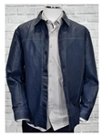 Navy Washed Dean Leather Welted Seams Jacket | Marcello Sport Outerwear Collection | Sam's Tailoring Fine Men's Clothing