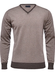 Beige Light Gauge V-Neck Men's Sweater | Emanuel Berg Sweaters Collection | Sam's Tailoring Fine Men's Clothing