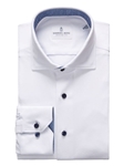 White Modern 4 Flex With Contrast Stretch Knit Shirt | Emanuel Berg Dress Shirts Collection | Sam's Tailoring Fine Men's Clothing