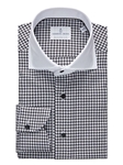 White Collar Houndstooth Twill Premium Luxury Dress Shirt | Emanuel Berg Dress Shirts Collection | Sam's Tailoring Fine Men's Clothing