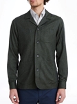 Dark Green Wool Flange D-Constructed Shirt Jacket | Emanuel Berg Jackets Collection | Sam's Tailoring Fine Men's Clothing