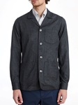 Charcoal Wool Flange D-Constructed Shirt Jacket | Emanuel Berg Jackets Collection | Sam's Tailoring Fine Men's Clothing