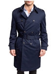 Navy Belted Cotton Stretch Trench Bridgeport Top Coat | Hart Schaffner Marx Top Coats Collection | Sam's Tailoring Fine Men's Clothing