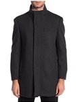 Charcoal Stand Collar Genoa Men's Top Coat | Hart Schaffner Marx Top Coats Collection | Sam's Tailoring Fine Men's Clothing