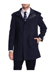 Navy Stand Collar Genoa Men's Top Coat | Hart Schaffner Marx Top Coats Collection | Sam's Tailoring Fine Men's Clothing