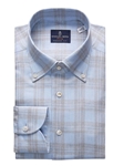 Bright Blue Herringbone Flannel Premium Luxury Shirt | Emanuel Berg Shirts | Sam's Tailoring Fine Men's Clothing