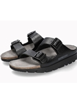 Black Leather Buckle Fastener Men's Sandal | Mephisto Sandals | Sam's Tailoring Fine Men's Clothing