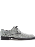 Pearl Grey Cratos Crocodile Men's Lace Up Shoe | Mezlan Shoe Collection | Sam's Tailoring Fine Men's Clothing