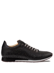 Black Portico Laser Print Leather Men's Sneaker | Mezlan Shoe Collection | Sam's Tailoring Fine Men's Clothing