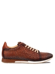 Cognac Portico Laser Print Leather Men's Sneaker | Mezlan Shoe Collection | Sam's Tailoring Fine Men's Clothing