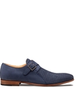 Blue Ayllon Woven Suede Men's Monk Strap Shoe | Mezlan Shoe Collection | Sam's Tailoring Fine Men's Clothing