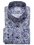 White & Blue Floral Pattern Harvard Shirt | Causal Shirts Collection | Sam's Tailoring Fine Men's Clothing