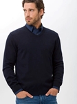 Navy Tristan Merino Wool Easy Wash Sweater | Brax Men's Sweaters | Sam's Tailoring Fine Men Clothing