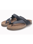 Navy Full Grain Leather Men's Buckle Fastener Sandal | Mephisto Men's Sandals | Sams Tailoring Fine Men Clothing