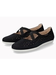 Black Ballerinas Leather Nubuck Women's Flat | Mephisto Women's Flats Shoe | Sams Tailoring Fine Women's Shoe