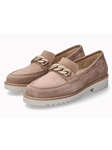 Light Taupe Leather Velvet Handcrafted Women Moccasin | Mephisto Women Slip-Ons | Sam's Tailoring Fine Women's Shoes