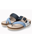 Sea Blue Leather Nubuck Women's Flat Cork Sandal | Mephisto Women Cork Sandals | Sam's Tailoring Fine Women's Shoes