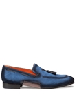 Cobalt Pavese Hand Burnished Suede Tasseled Slip On | Mezlan Slip Ons Collection | Sam's Tailoring Fine Men's Clothing