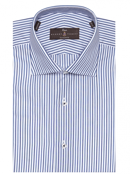 Blue and White Stripe Estate Sutter Tailored Dress Shirt | Robert ...