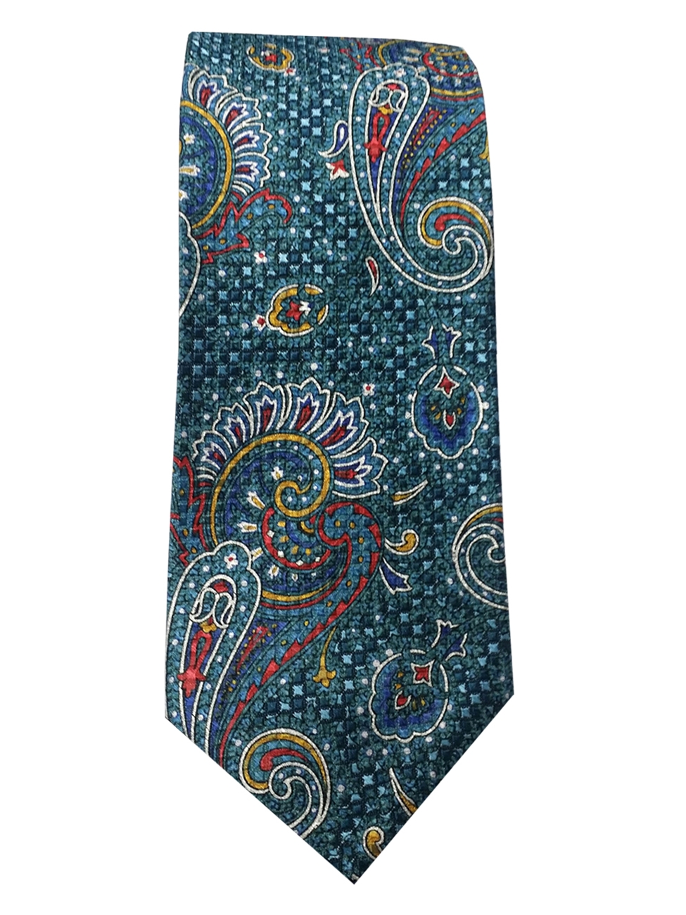 Robert Talbott Teal With White,Yellow and Red Paisley Pattern 7 Fold ...