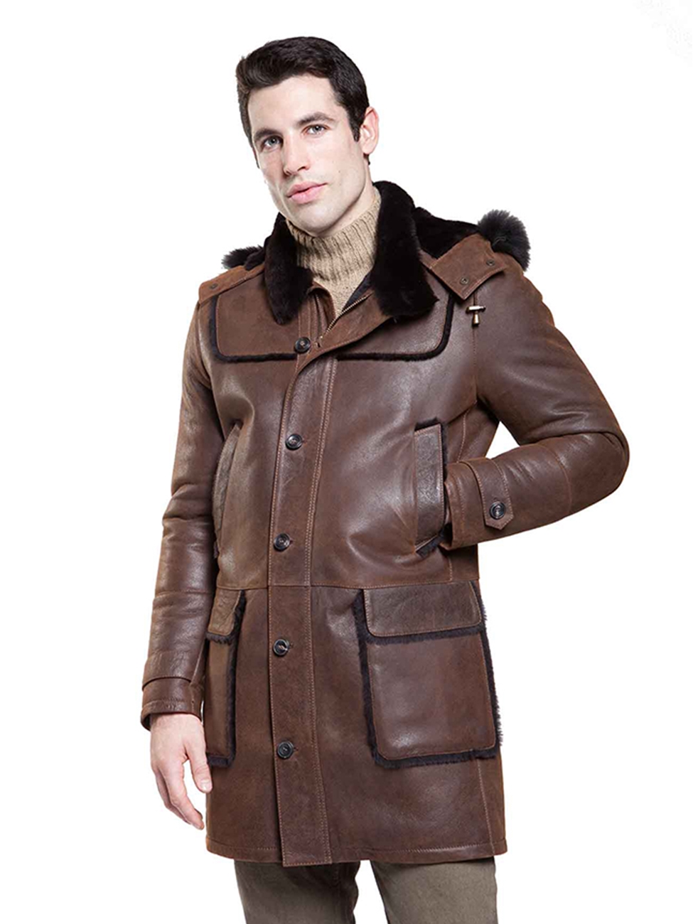 Rugged Cocoa Valier Mens Shearling Jacket | Aston Leather Shearling ...