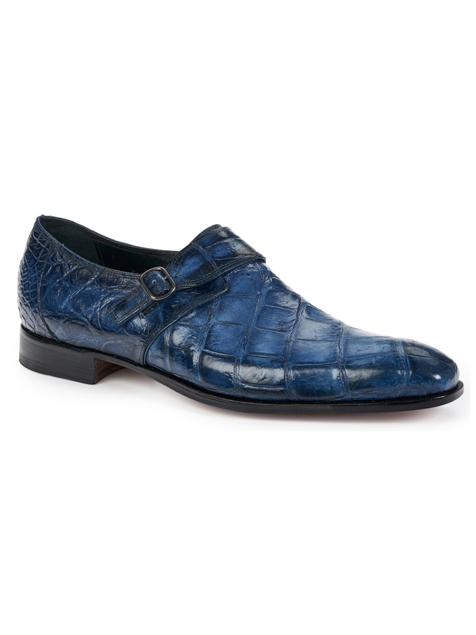 Caribbean Blue Alligator Monk Strap Men's Shoe | Mauri Monk Strap Shoes ...