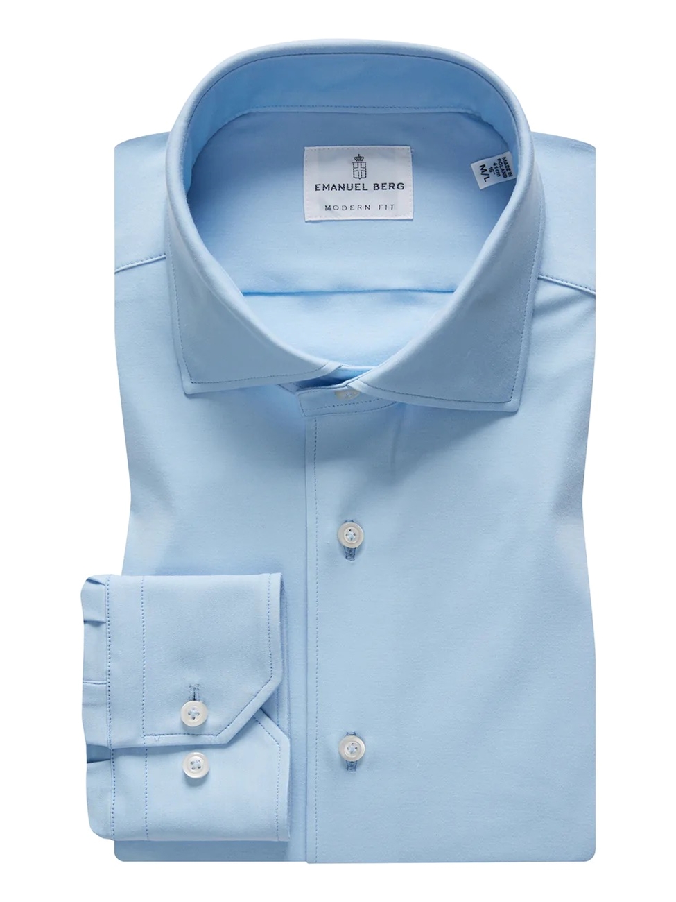 Powder Blue Modern 4Flex Stretch Knit Shirt | Emanuel Berg Shirts ...