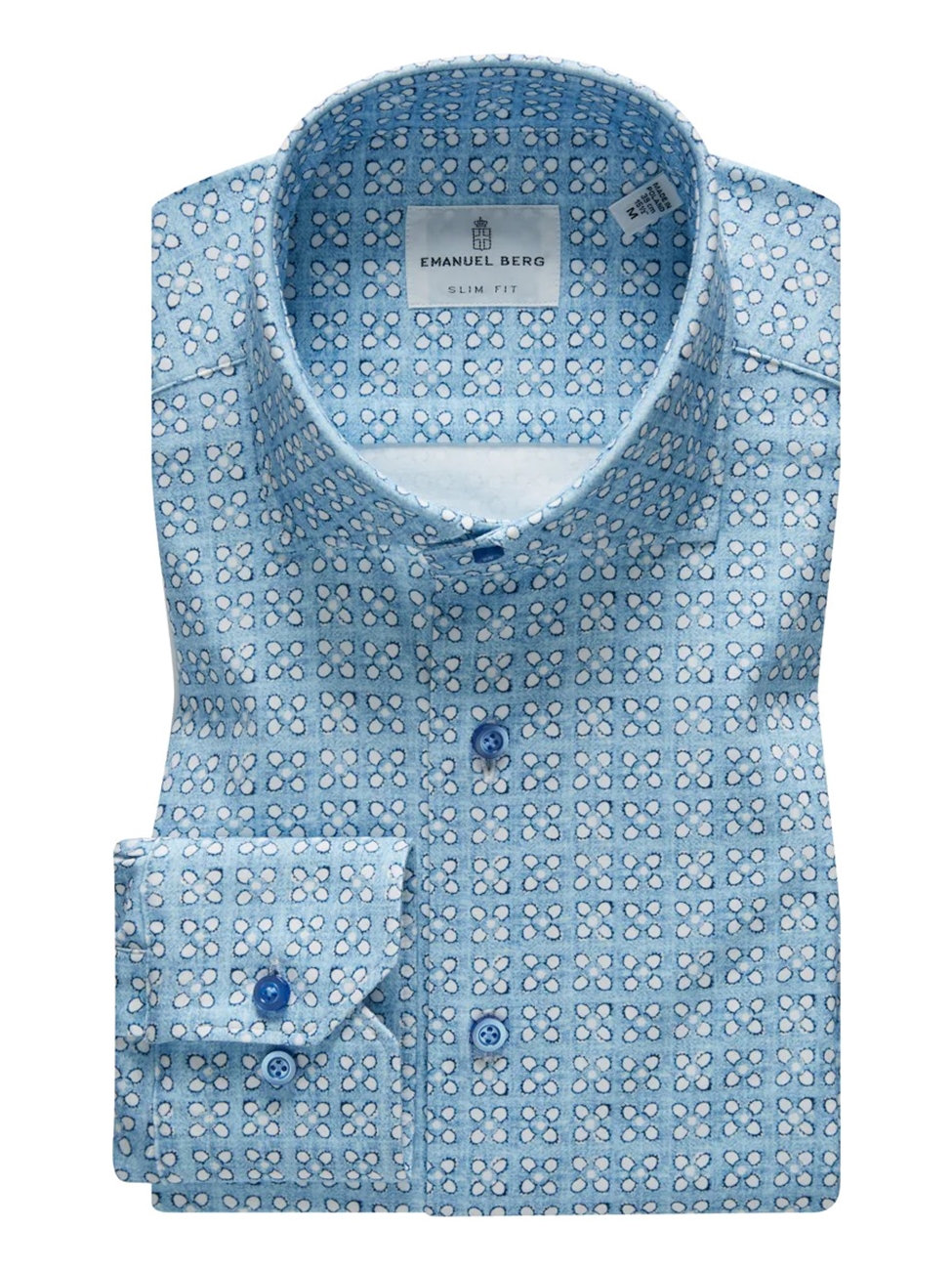 Navy, White & Blue Floral Modern 4Flex Stretch Knit Shirt | Emanuel ...
