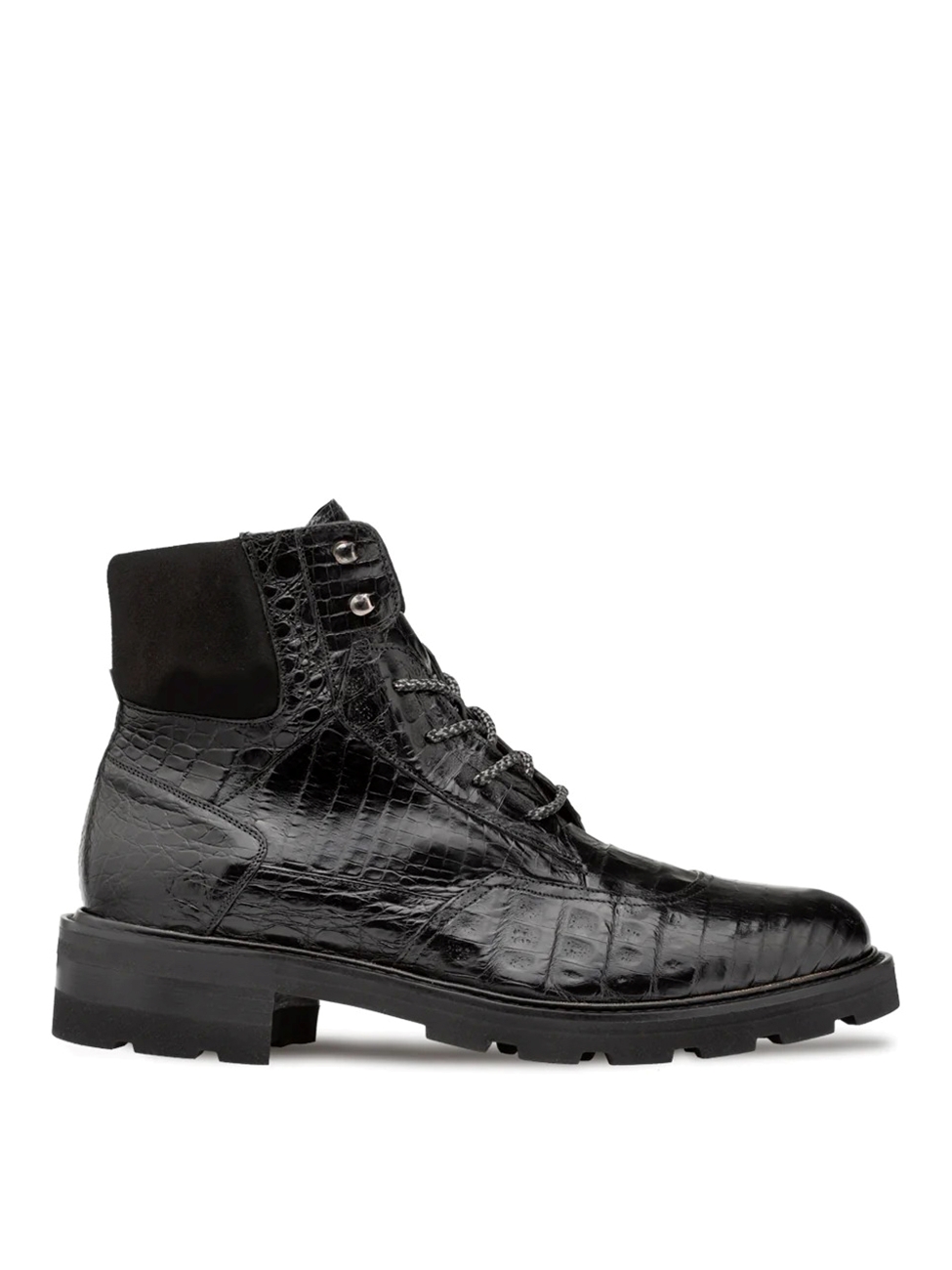 Black Rugged Crocodile Lace Hi Top Men s Boot Mezlan Men s Boots