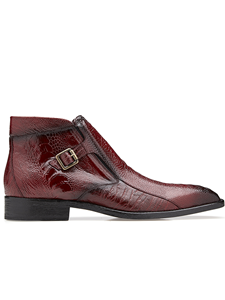 Antique Scarlet Red Ostrich Gregg Ankle Boot | Belvedere Shoes Collection | Sam's Tailoring Fine Mens Clothing