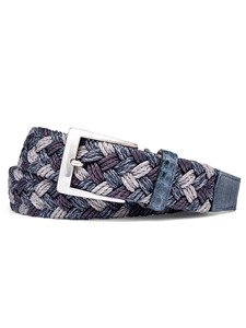 Indigo Woven With Croc Tabs & Brushed Nickel Buckle Belt | W.Kleinberg Belts Collection | Sam's Tailoring Fine Men's Clothing