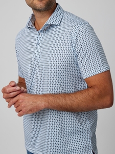 Aqua Hash Mark Short Sleeve Men Polo | Stone Rose Polos Collection | Sam's Tailoring Fine Men Clothing