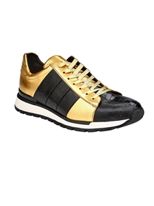 Gold/Black Genuine Ostrich Blake Casual Shoe | Belvedere Casual Shoes Collection | Sam's Tailoring Fine Men's Clothing