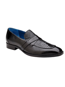 Black American Alligator Tornado Slip On Shoe | Belvedere Dress Shoes Collection | Sam's Tailoring Fine Men's Clothing