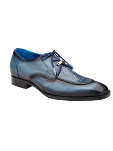 Antique Blue Safari Pebble Grain Primo Dress Shoe | Belvedere Dress Shoes Collection | Sam's Tailoring Fine Men's Clothing