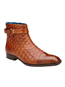 Ant. Almond Ostrich Leg Libero Quilted Leather Boot | Belvedere Dress Shoes Collection | Sam's Tailoring Fine Men's Clothing