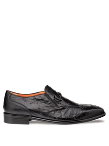 Black Ostrich Ornament Apron Toe Men's Loafer | Mezlan Loafers Collection | Sam's Tailoring Fine Men's Clothing