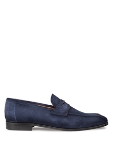 Navy Caro Suede Penny Men's Loafer | Mezlan Loafers Collection | Sam's Tailoring Fine Men's Clothing