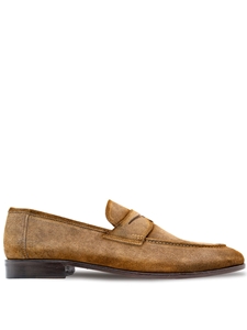 Taupe Caro Suede Penny Men's Loafer | Mezlan Loafers Collection | Sam's Tailoring Fine Men's Clothing