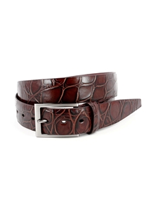 Brown Tortoise Shell Embossed Italian Calfskin Men'S Belt | Torino Leather Dress Casual Belts Collection | Sam's Tailoring Fine Men's Clothing