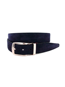 Navy Italian Sueded Calfskin Men'S Dress Casual Belt | Torino Leather Dress Casual Belts Collection | Sam's Tailoring Fine Men's Clothing