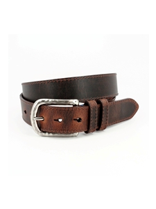 Brown Distressed Waxed Harness Leather Men'S Belt | Torino Leather Casual Belts Collection | Sam's Tailoring Fine Men's Clothing