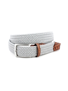 Light Grey Italian Rayon Stretch Fabric Belt With Genuine Caiman Belt | Torino Leather Resort Casual Belts Collection | Sam's Tailoring Fine Men's Clothing