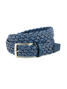 Navy Multi Italian Double Braided Cotton Men'S Casual Belt | Torino Leather Resort Casual Belts Collection | Sam's Tailoring Fine Men's Clothing