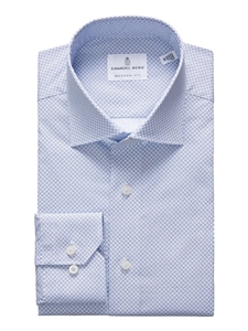 Bright Blue Geometric Printed Poplin Sport Shirt | Emanuel Berg Casual Shirts | Sam's Tailoring Fine Men Clothing