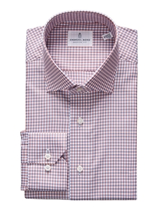 Bright Red Check Pattern Twill Premium Luxury Shirt | Emanuel Berg Casual Shirts | Sam's Tailoring Fine Men Clothing