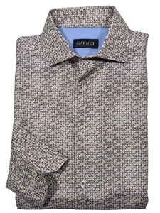 Tan Camel Paisleys Sateen Fabric Sport Shirt | Marcello Sport Shirts Collection | Sam's Tailoring Fine Men's Clothing